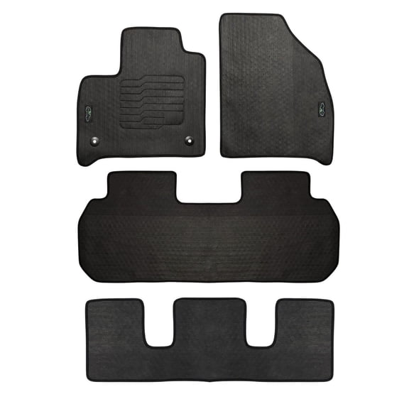 All-Weather Floor Mats for 2018 to 2024 Chevrolet Traverse with Driver Heel Pad and Safety Locks, Front, Rear and 3rd Row Seat, Black - ecoMats
