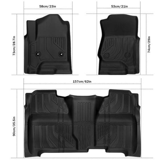 All-Weather Floor Mats for Chevy Silverado 1500 2014-2019,3Pcs Custom Fit Car Mats Heavy Duty TPE Floor Liners, Waterproof Truck Mats Full Set
