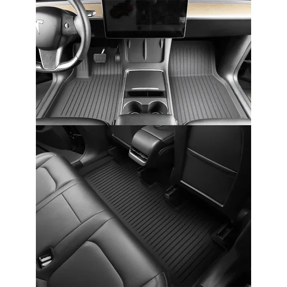 All-Weather Floor Mats for Tesla Model 3 2021-2023, 3PCS Car Floor Mats Heavy Duty TPE Floor Liners, Waterproof Automotive Mats Full Set