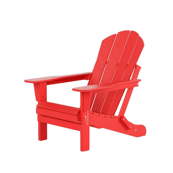 All-Weather Folding Adirondack Chair- HDPE, Red