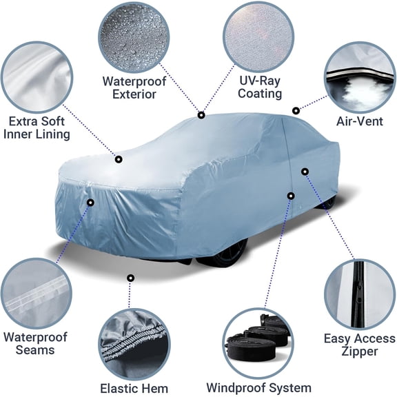 All-Weather Ford Mustang Car Cover 1964-1968, Custom Fit Full Exterior, Waterproof & Weatherproof, Indoor/Outdoor Protection from Sun, Rain, Snow & UV