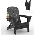 thumbnail image 1 of All-Weather HDPE Folding Adirondack Chair – Cup Holder, Wooden Grain Texture, Collapsible & Weather-Resistant, Outdoor Patio Seating for Deck, Porch, Backyard, Lawn, Fire Pit -black 1 piece, 1 of 8
