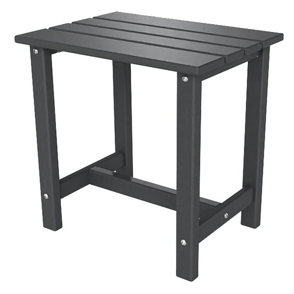 All-Weather HDPE Outdoor Side Table with Non-Slip Surface & Double Storage Shelves – Waterproof & UV-Resistant for Patio, Pool Deck, Garden -Black