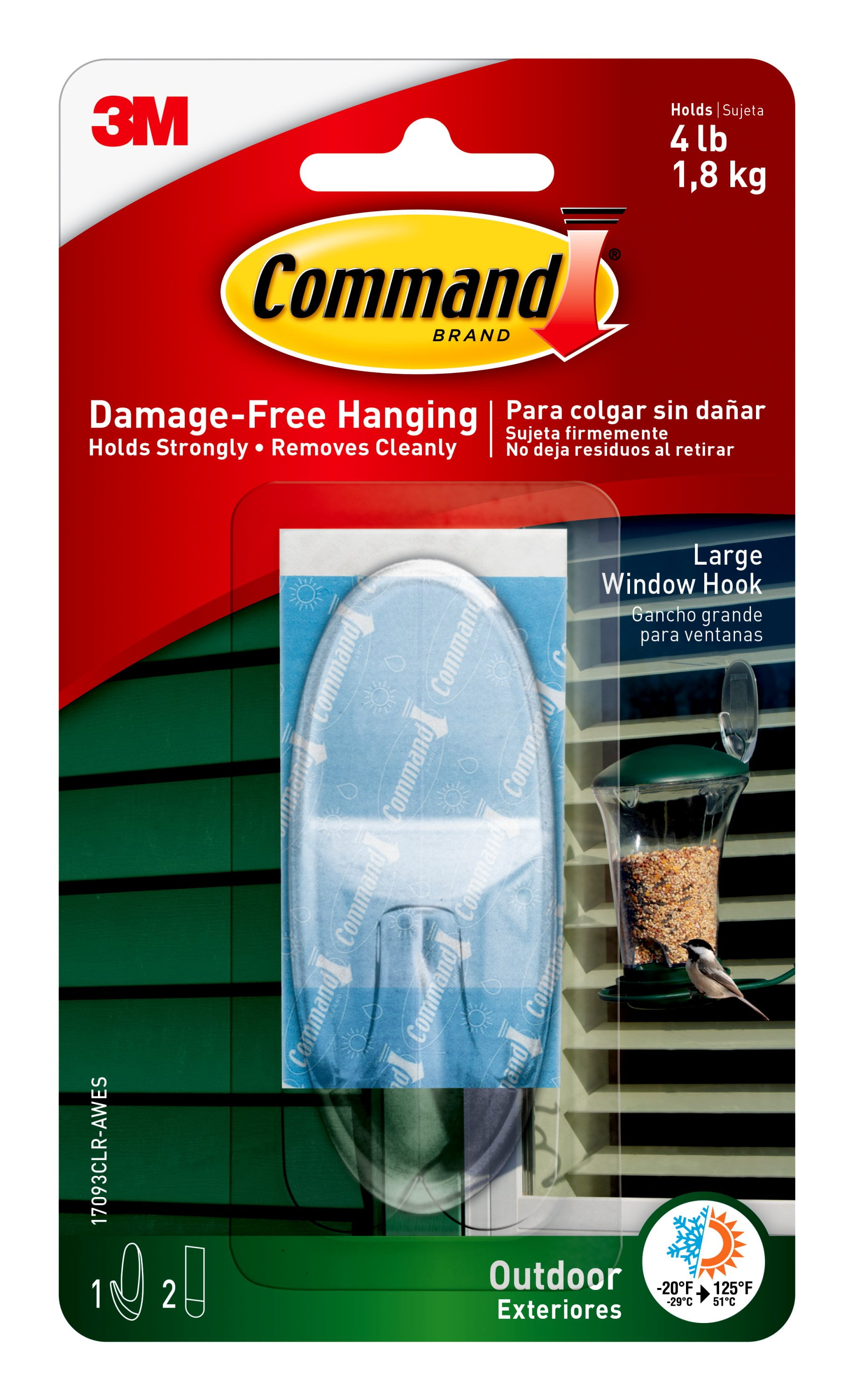 All Weather Hooks And Strips, Plastic, Large, 1 Hooks And 2 Strips/pack | Bundle of 5 Packs