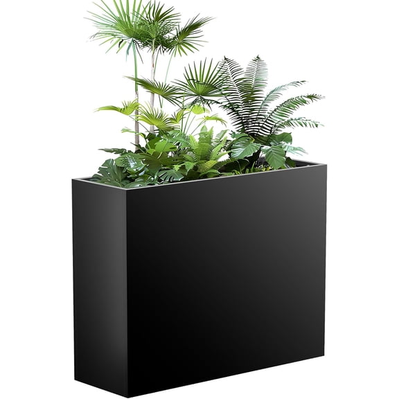All-Weather Large Metal Planter Box,30" Lx10“Wx24”H Rectangular Planter with Drainage Holes & Removable Shelf,Modern Tall Outdoor Planters for Tall Small Plants, Trees, Flowers,Garden Patio