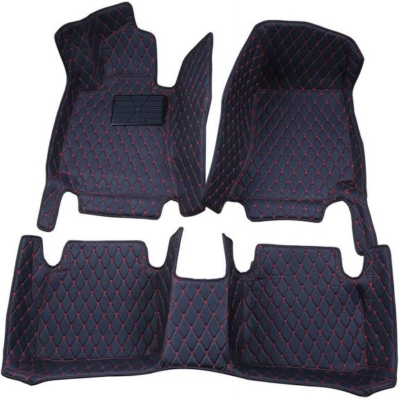 All Weather Luxury XPE Leather Custom Fits Floor Mats for Acura CDX 2016-2019-Newest (Black with Red Stitching)