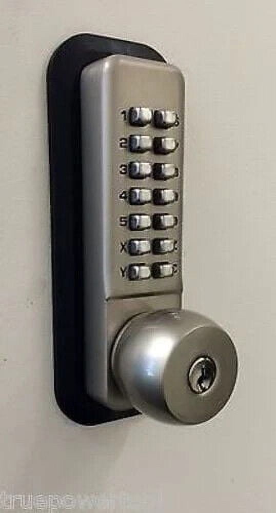 All Weather Mechanical Keyless Deadbolt Door Lock Satin Nickel