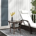 thumbnail image 1 of All-Weather Mixed-Brown Rattan Coffee Table w/ Water-Ripple Glass Top &amp; Storage Shelf – Durable Steel Frame, 19.7" Patio/Garden Furniture, 1 of 7