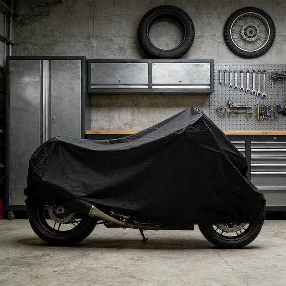 All-Weather Motorcycle Cover Waterproof Sunproof Windproof Dustproof with Elastic Hem and Storage Bag for Outdoor Indoor Parking Protection