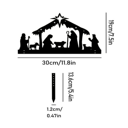 All-Weather Outdoor Nativity Scene Yard Stake Christmas Religious Faith Garden Stakes, Waterproof, Durable Material Iron 7.5In, Simple Assembly, Yard Nativity for Spotlight