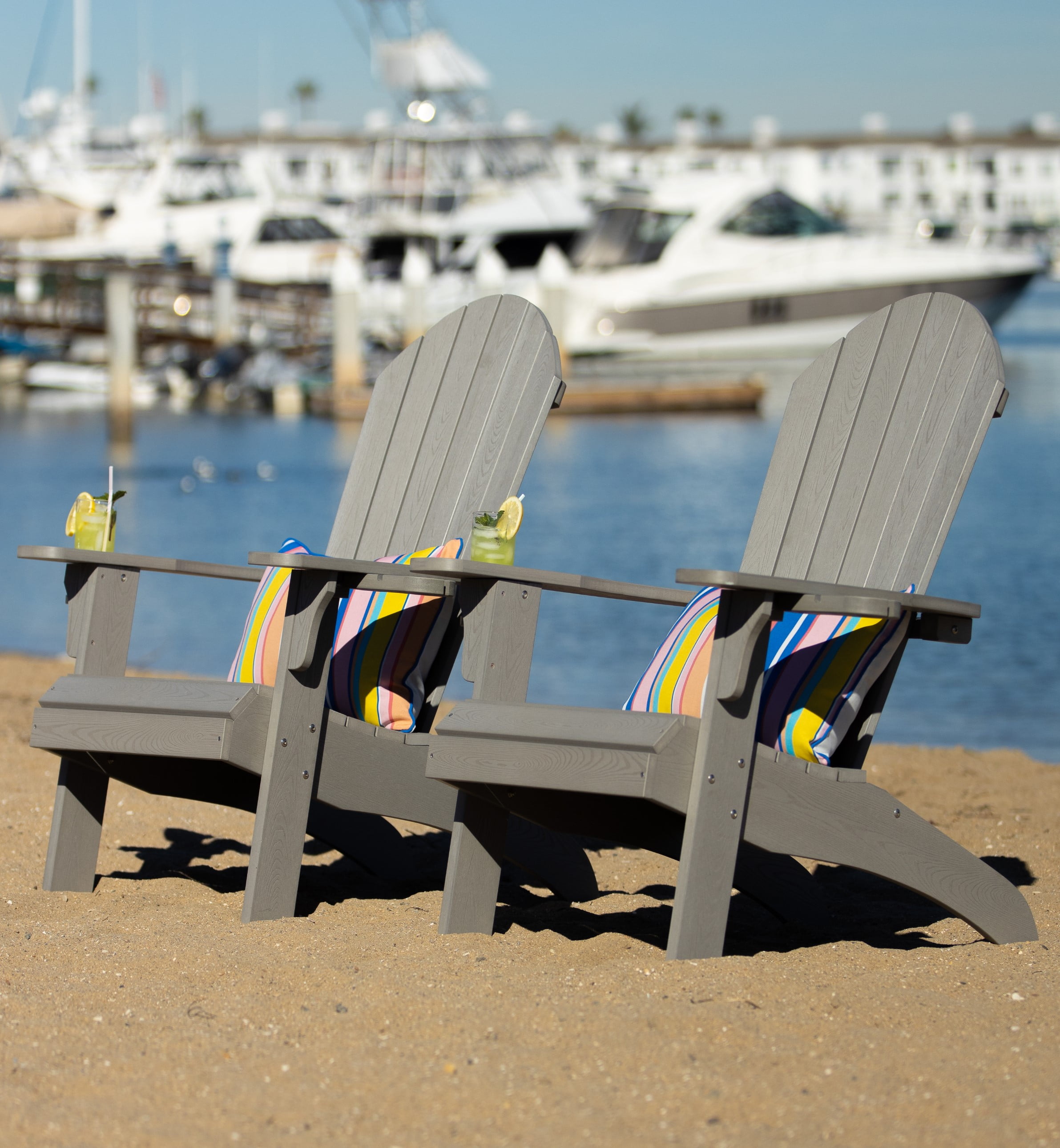 Gray All-Weather Recycled Plastic Adirondack Chair Set with Arms