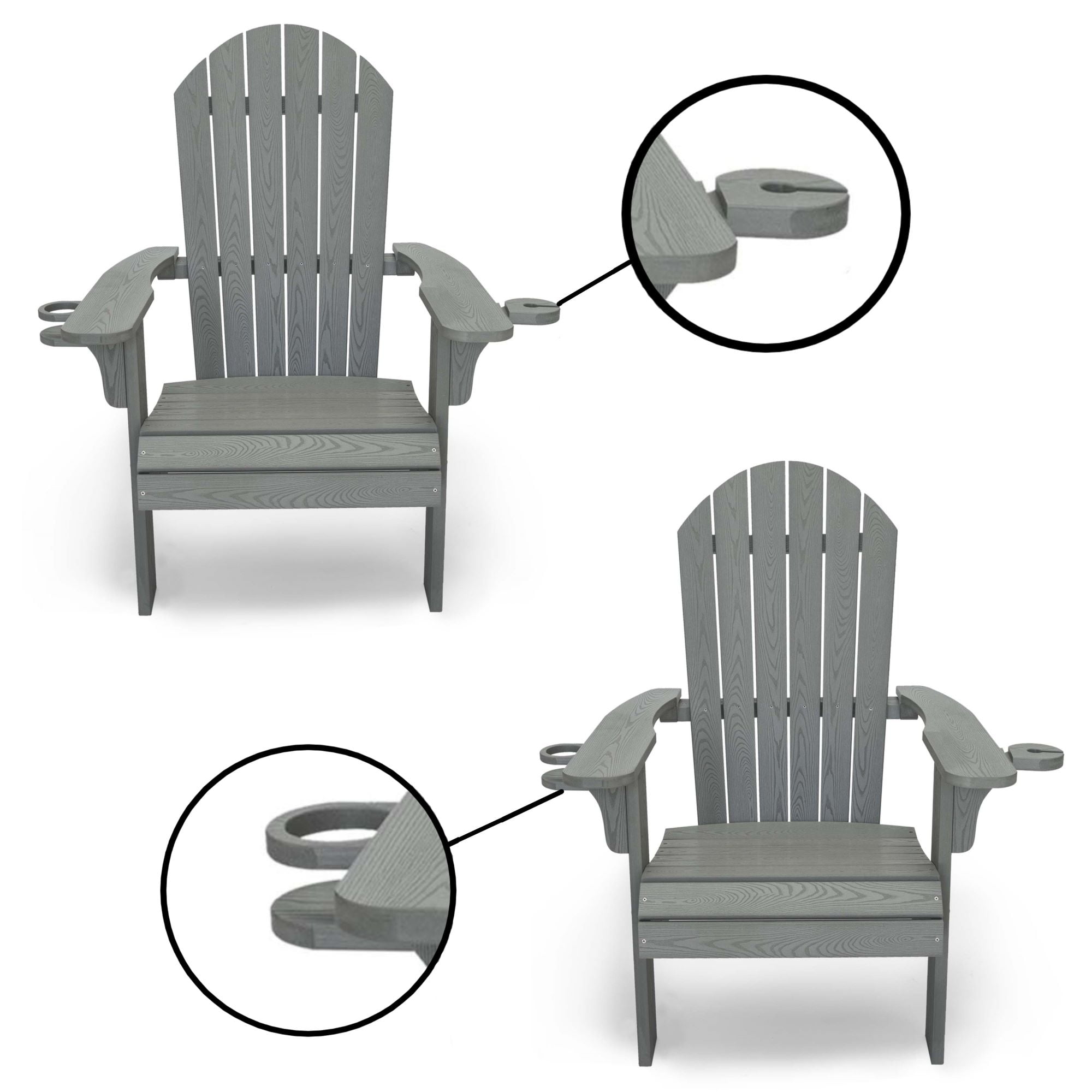 Gray All-Weather Recycled Plastic Adirondack Chair Set with Arms