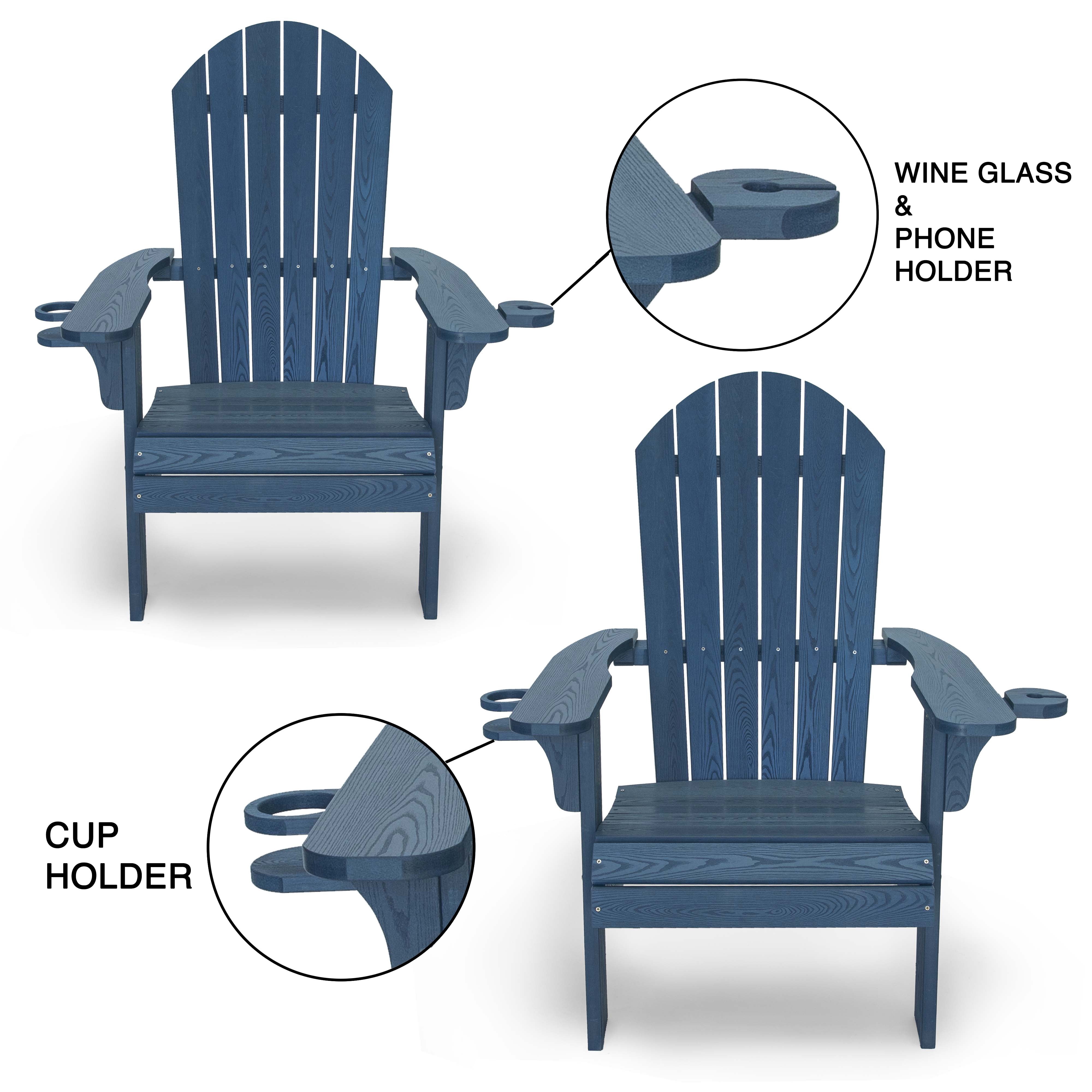 All Weather Outdoor Patio Adirondack Chair (Set of 2),Navy