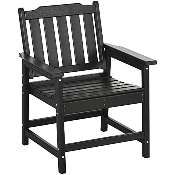 All-Weather Patio Chair, HDPE Patio Dining Chair, Heavy Duty Wood-Like Outdoor Furniture for Garden, Backyard, Deck, Porch, Lawn, Black