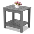 All-Weather Patio Side Table, 2-Tier Rectangular Outdoor Side Table ...