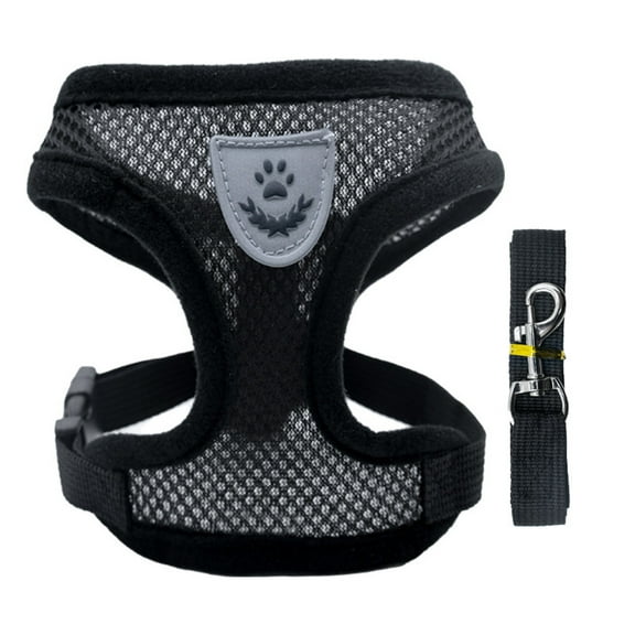 All Weather Reflective No Pull Pet Harness and Leash Set Secure Hook Loop Fastener Adjustable Soft Mesh Vest for Small Medium Dogs Cats