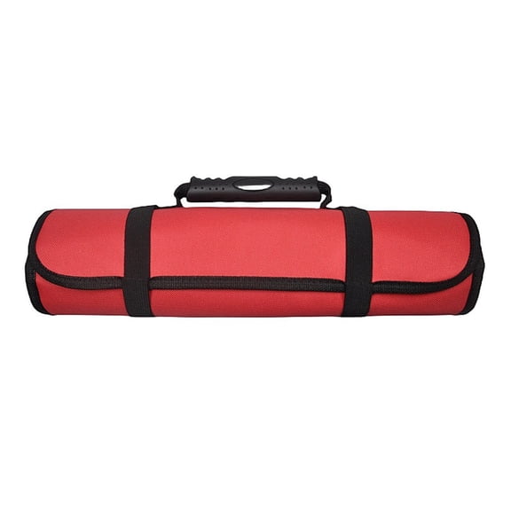 Professional Waterproof Tool Bag Featuring Rolling Up Design Reinforced Bottom and Organizational Features for Electricians