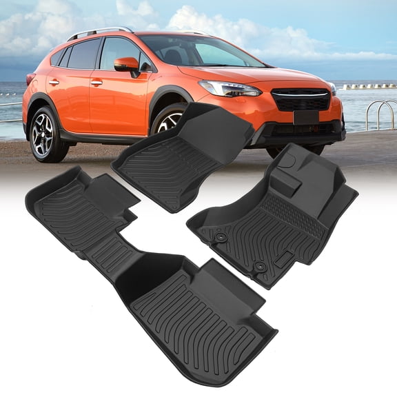 All-Weather Rubber Car Floor - 3-Piece Set Black-Car Floor Mats All-Weather TPE Rubber