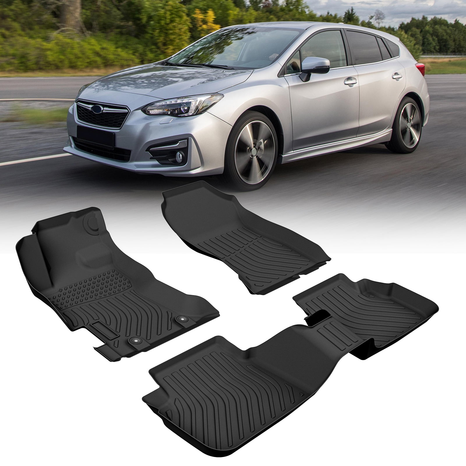 All-Weather Rubber Car Floor - Black 3-Piece Set-Car Floor Mats All-Weather TPE Rubber