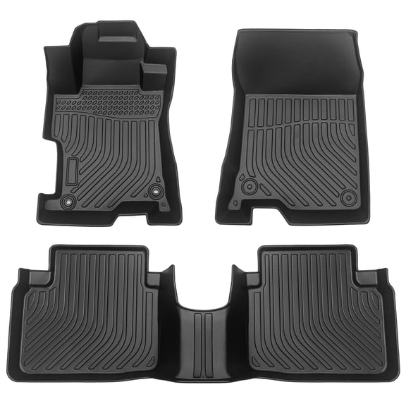 All-Weather Rubber Car Floor - Black Set with Rear Mat-Car Floor Mats All-Weather TPE Rubber