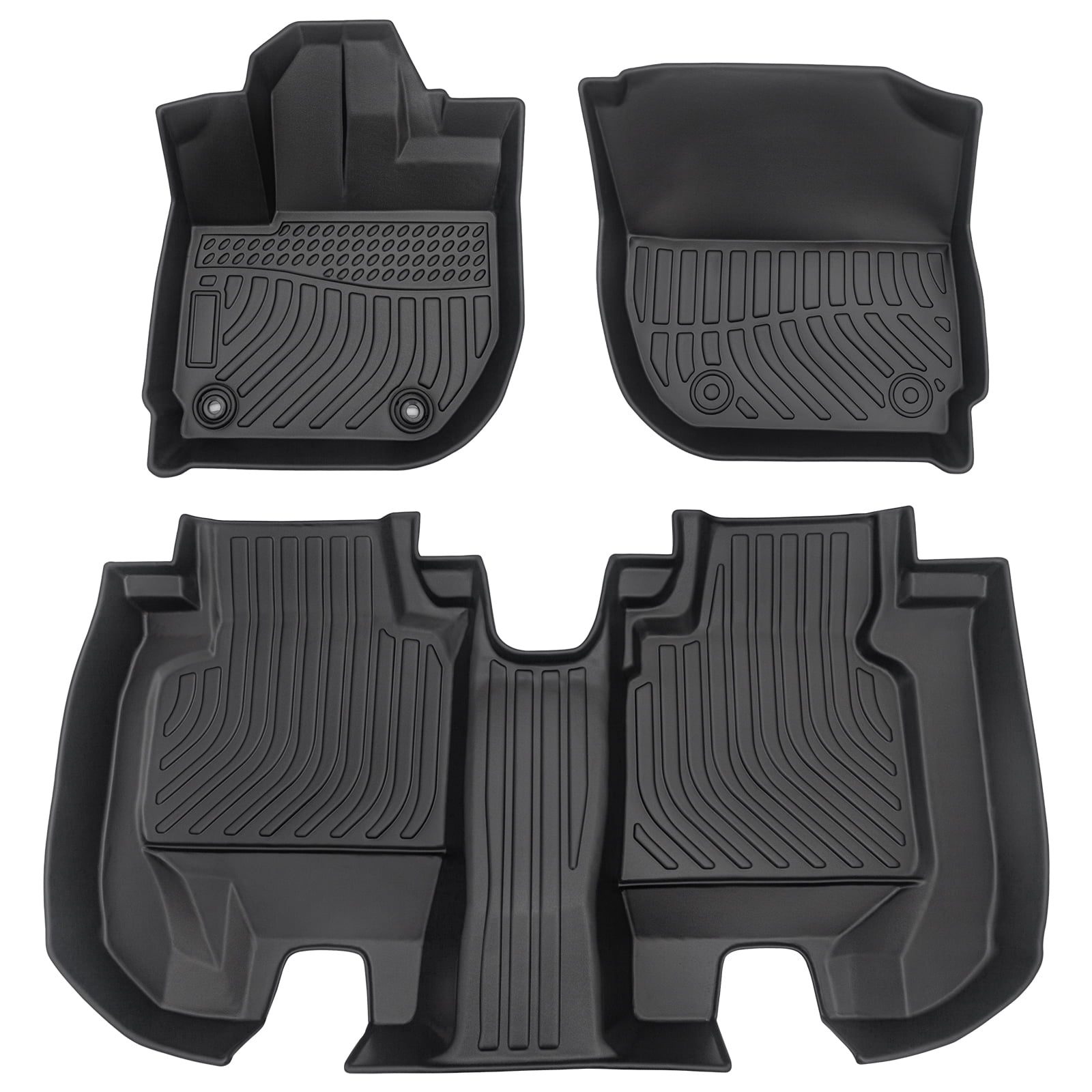 All-Weather Rubber Floor , Black Car Floor Liners for Interior Protection-Car Floor Mats, All-Weather TPE Rubber Floor Mats Black