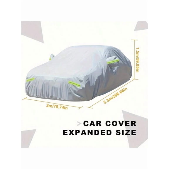 All-Weather Sedan Car Cover 193"-208" Waterproof UV Resistant Windproof Dustproof Zipper for Indoor Outdoor Year-Round Use