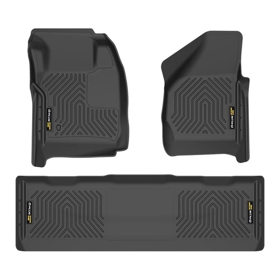 All Weather TPE Floor Mats Liners Fit For 2008-2010 Ford F250/F350/F450 Crew Cab Without Manual Shifter (Footwell Coverage)