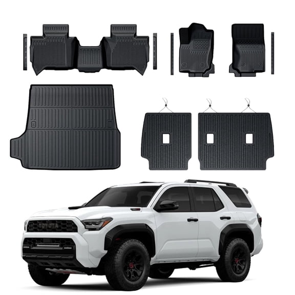 All-Weather TPE Floor Mats Set fits 2025-2026 Toyota 4Runner Fuel 5-Seater(Not for Hybrid), 6 PCS Full Coverage Cargo Liners & 4 PCS Door Sill Guards
