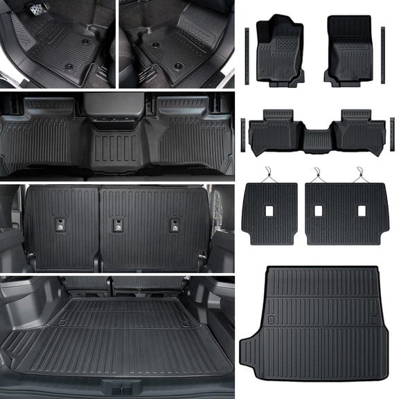 All-Weather TPE Floor Mats Set fits 2025 Toyota 4Runner Fuel 5-Seater, 6 PCS Full Coverage Cargo Liners & 4 PCS Door Sill Guards