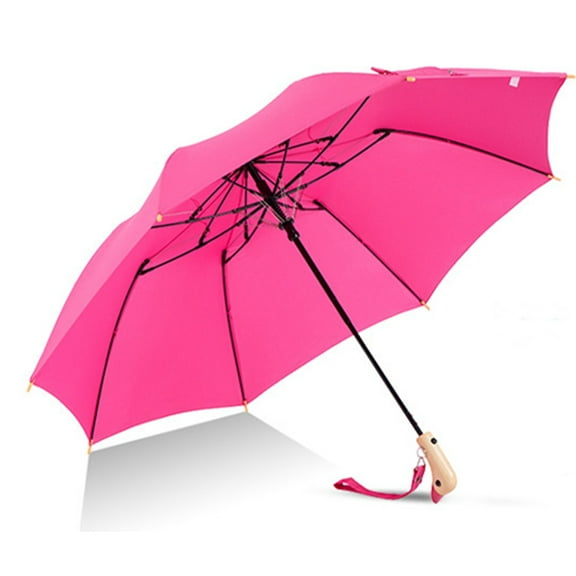 All-Weather Travel Umbrella with Wooden Handle - Windproof, Sun & UV Protection