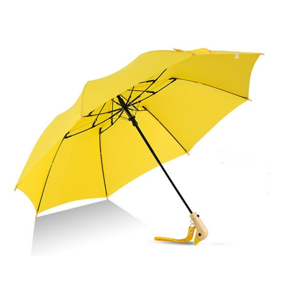 All-Weather Travel Umbrella with Wooden Handle - Windproof, Sun & UV Protection