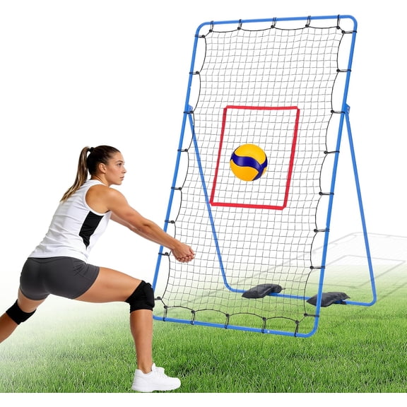 All-Weather Volleyball Rebounder Net 7x4 ft, Heavy Duty Training Net with Steel Frame, High-Tensile Mesh for Backyard Beach Grass, Portable Practice Equipment