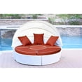 thumbnail image 1 of All-Weather White Wicker Sectional Daybed - Brick Red Cushions, 1 of 1