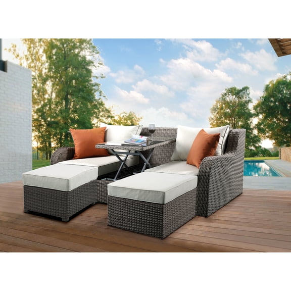 All-Weather Wicker Patio Sectional / Reversible Left/Right/Mid Chaise Design