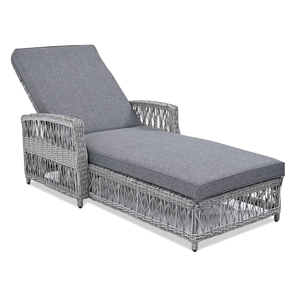 All Weather Wicker Reclining Chaise Lounge with Soft Cushions