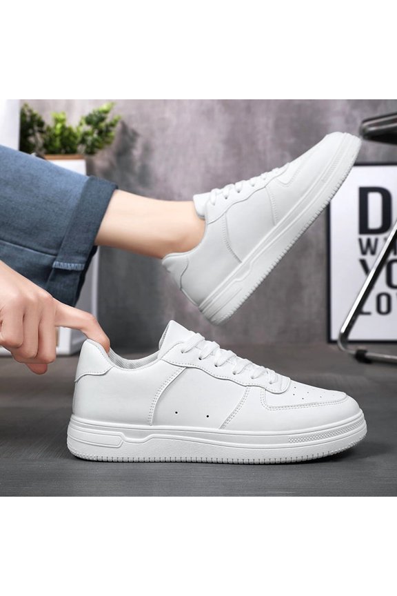 All White Minimalist Air Force Style Platform Skate Sneakers