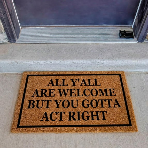 All Y'all Welcome Mats for Front Door Entry Front Porch Doormat Non-Slip Carpet Rugs Floor Mat Decorative for Home Bathroom Kitchen Indoor 18x30 Inch