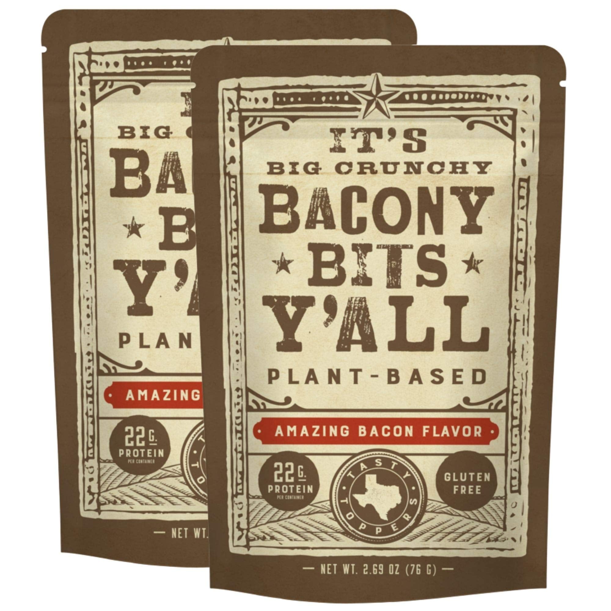 All Y'alls Foods Plant OIF8&nbsp;Based Bacony Bits | Big and Crunchy Vegan Bacon Snacks | Non-GMO, Gluten Free, High Protein, Vegetarian (2 Pack)