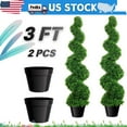 thumbnail image 1 of All-Year Green Artificial Spiral Boxwood Topiary, 3ft (2 Pieces), Maintenance-Free, Replaceable Leaves, Fake Outdoor Plant, with Steel Frame for Indoor, Outdoor Decoration, 1 of 9