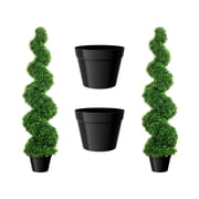 All-Year Green, UV Resistant Artificial Boxwood Spiral Topiary Trees, Fake Twisted Tree with PE Leaves, Faux Plants for Outdoor, Patio