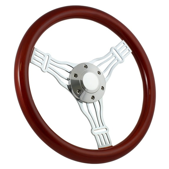 All Years Flaming River/ Ididit Using Late Model Gm/chevy Splines 14" Wood Billet Polished Steering Wheel Set Adapter & Horn