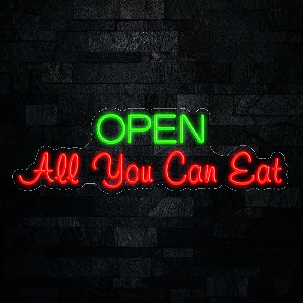 All You Can Eat Open LED Neon Sign 32"L x 10"H #25052