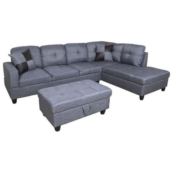 All You Can Purchase Furniture F128B L Shape Sectional Sofa - Black & Grey