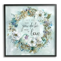 All You Do Done In Love Wreath Botanical & Floral Graphic Art Black Framed Art Print Wall Art