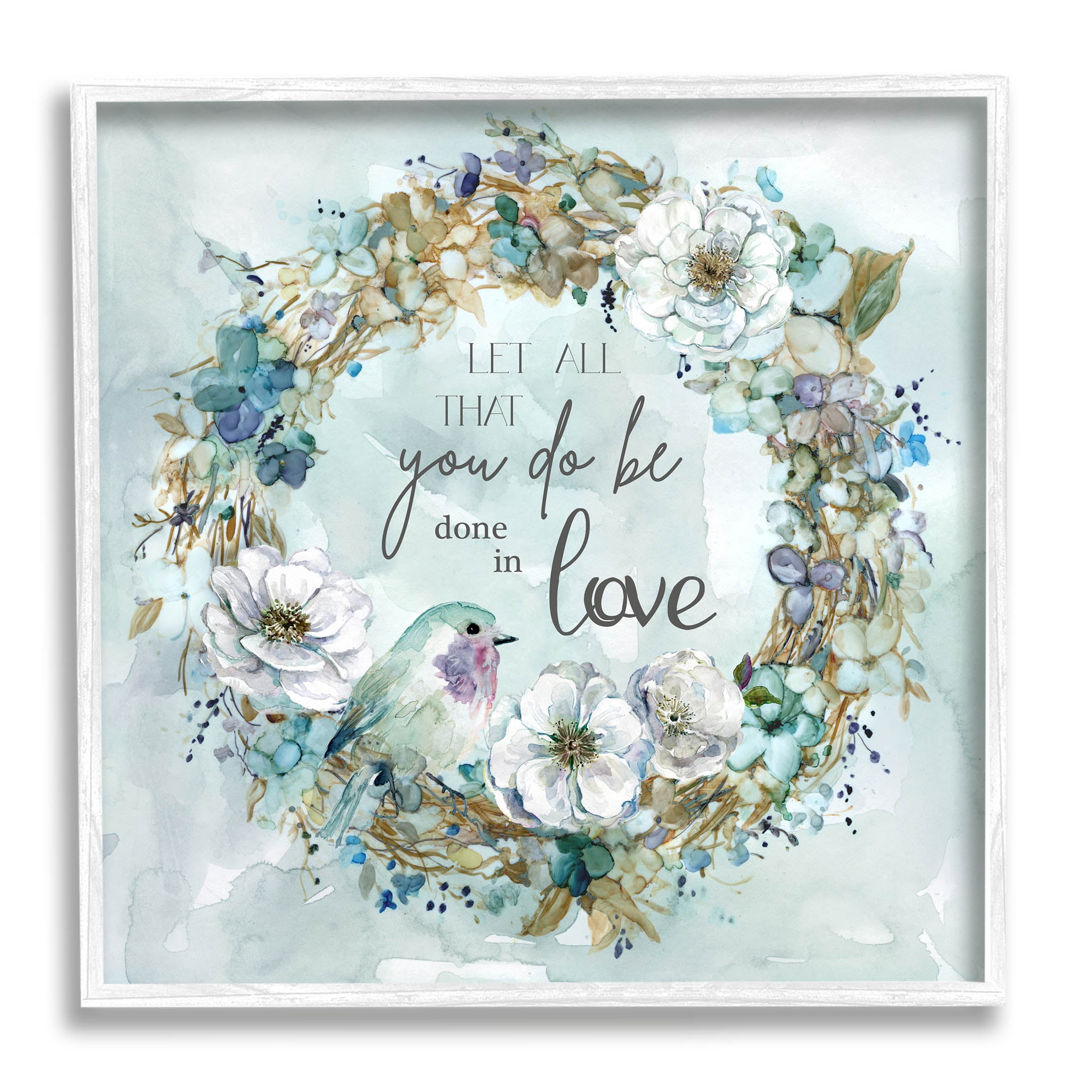 All You Do Done In Love Wreath Botanical & Floral Graphic Art White Framed Art Print Wall Art
