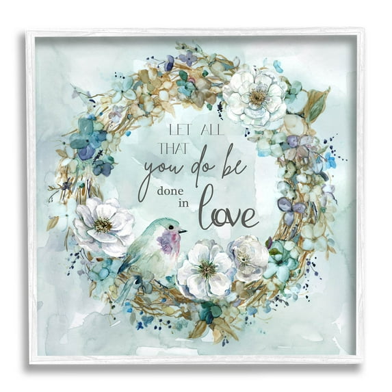 All You Do Done In Love Wreath Botanical & Floral Graphic Art White Framed Art Print Wall Art