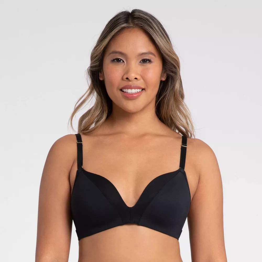 All.You. LIVELY Women's All Day Deep V No Wire Bra - Black - 36D