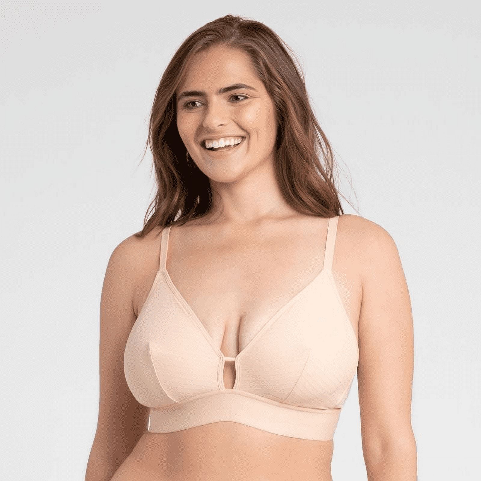 All.You. LIVELY Women's Busty Stripe Mesh Bralette - Size 1: 32DD-DDD, 34D-DD,  Toasted Almond 