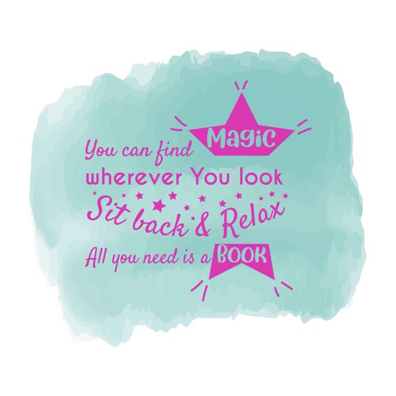 All You Need Is a Book Sit Back And Relax Motivational Quote Wall Design Wall Art Sticker Designs Vinyl Stickers For Home House Walls Rooms Windows Bedroom Decoration Size (12x12 inch)