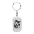 thumbnail image 1 of My Grace All You Need Through 2 Corintheans 12:9 Stainless Steel or 18k Gold Premium Swivel Dog Tag Keychain, 1 of 8